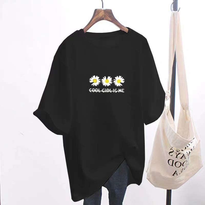 Oversize Tee Tshirt   Model Longgar Untuk Wanita Motif Bunga Daisy 3