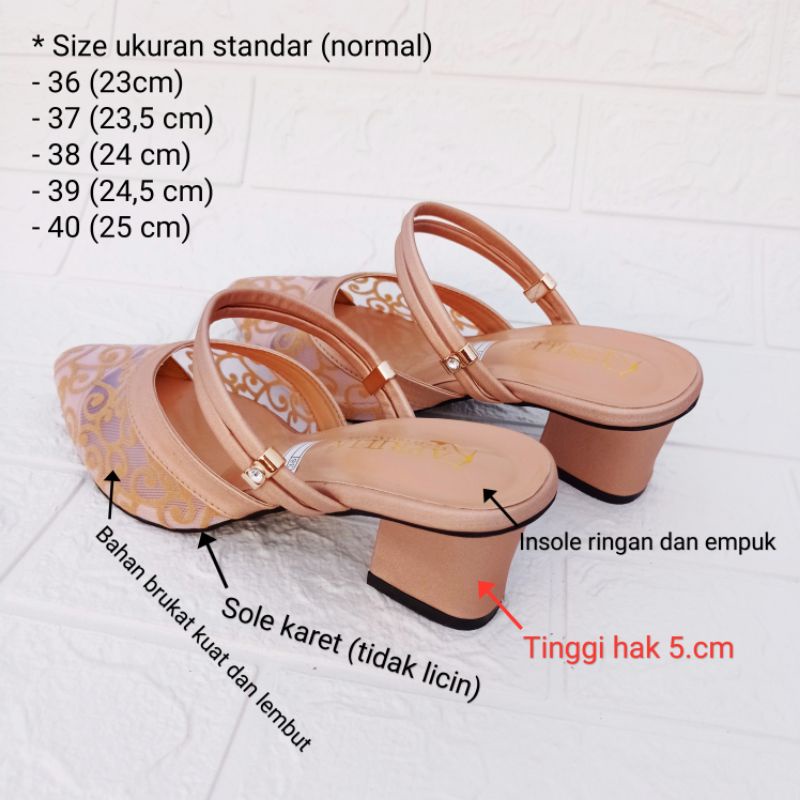 sendal brukat wanita terbaru hak tahu 5cm/heels pesta wanita sandal hak tinggi/sandal kondangan wedding shoes/sandal selop brukat wanita terbaru kekinian bisa cod bayar di tempat