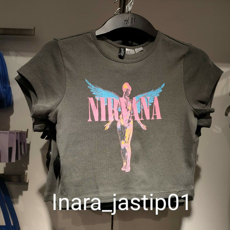 H&M T-Shirt Printed Nirvana Crop Women Jastip Jasa Titip