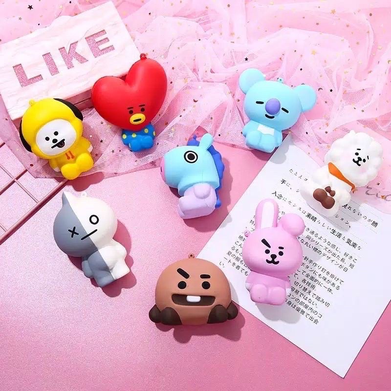 New Mainan squishy bt21 , KPOP - BTS, mainan cowok, mainan cewek. gantungan  kunci.