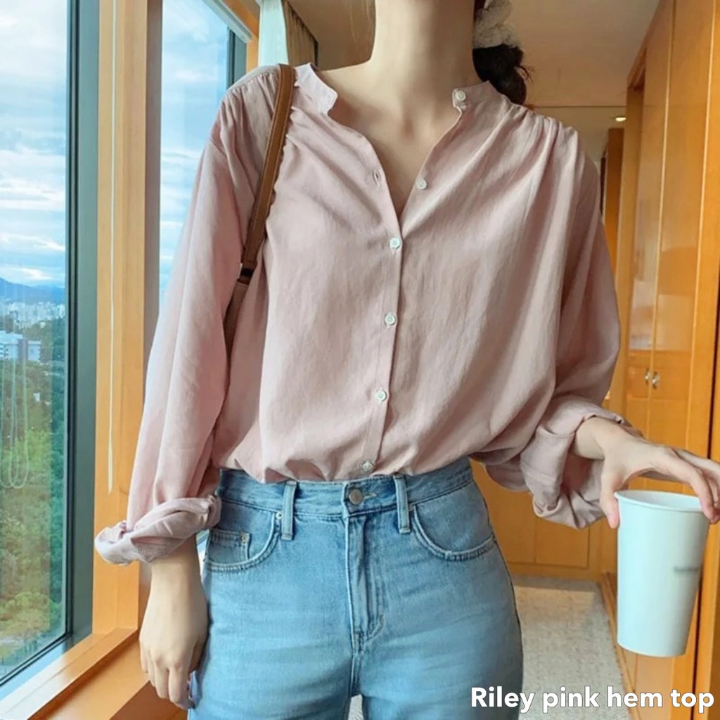 Riley pink hem top -Thejanclothes