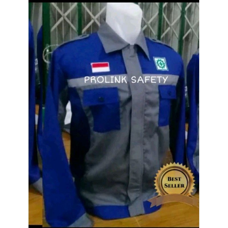 SERAGAM SAFETY ABU ABU KOMBINASI BIRU RESLETING MODEL BARU