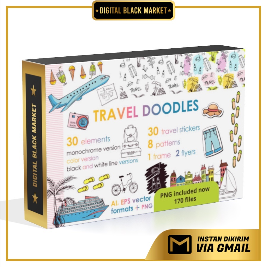 Lets Travel Doodle Big Set - Vector Designs