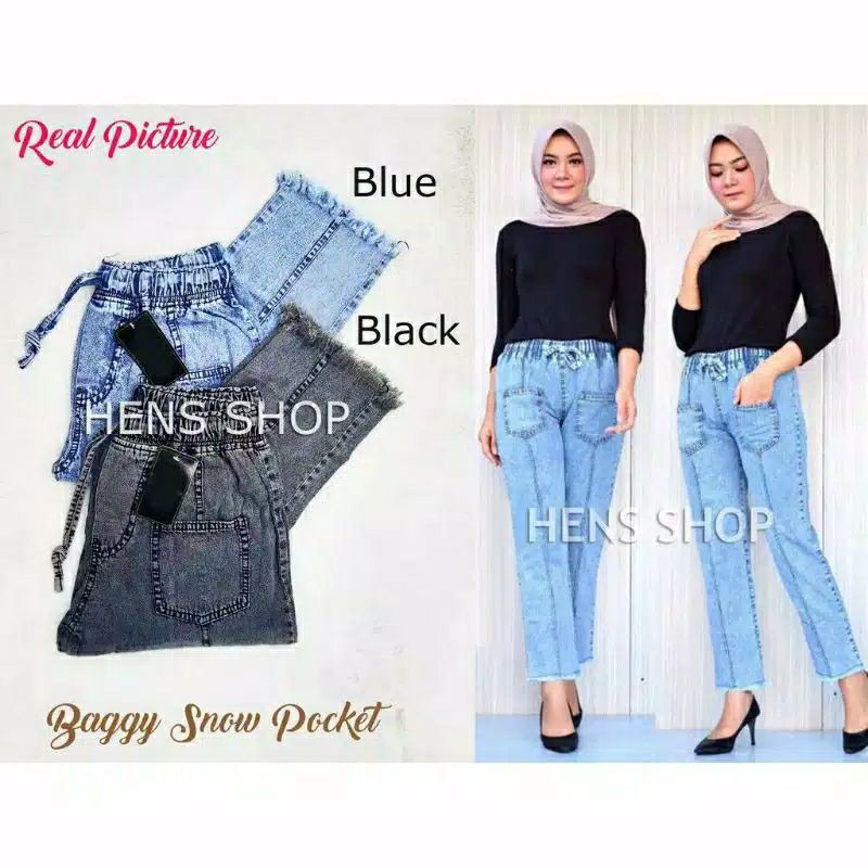 Celana jeans panjang Boyfriend High waist jeans Wanita kekinian