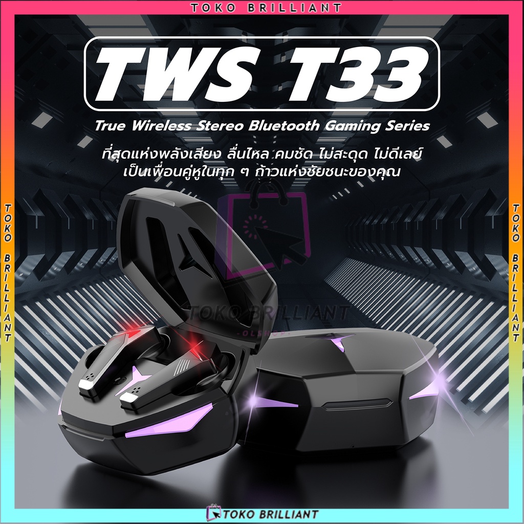 [BISA BAYAR COD] Headphone peredam bising Headphone bluetooth T33 headset gaming bluetooth nirkabel 5.1 stereo latensi sangat rendah