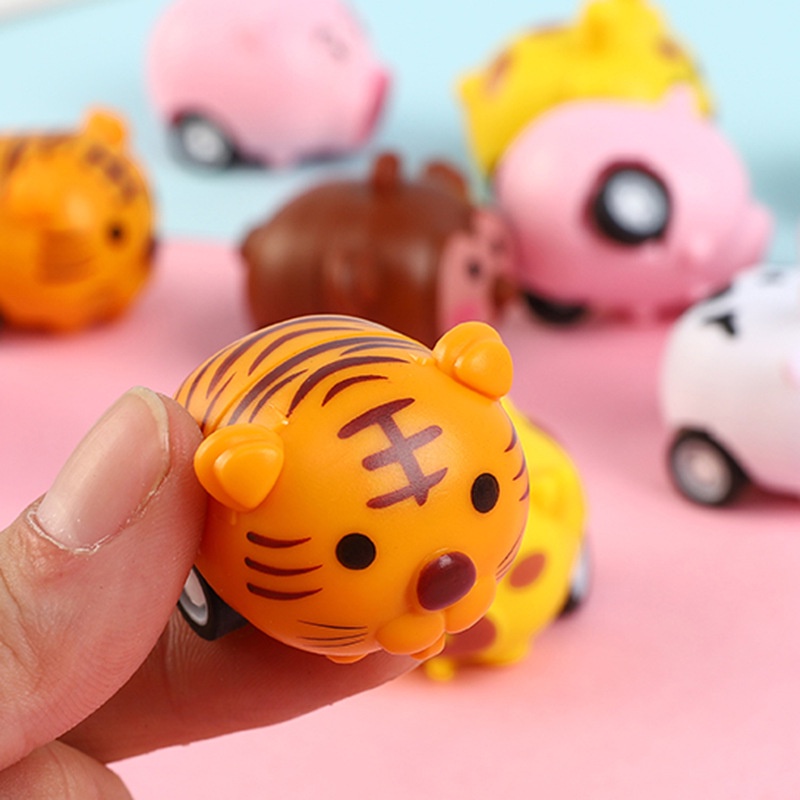 1Pc Cartoon Animal Pull Back Cute Mini Car Toys Children Play Vehicle