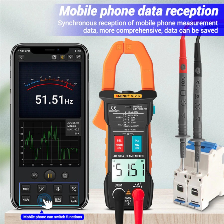 ANENG Digital Bluetooth Multimeter Voltage Tester Clamp - ST207