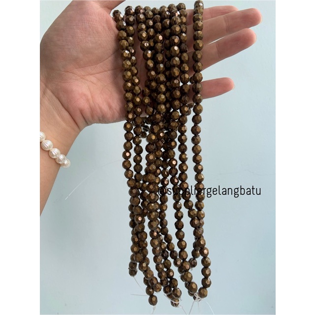 BAHAN manik etnik bulat cutting 8mm tembaga bakar craft Gelang Kalung