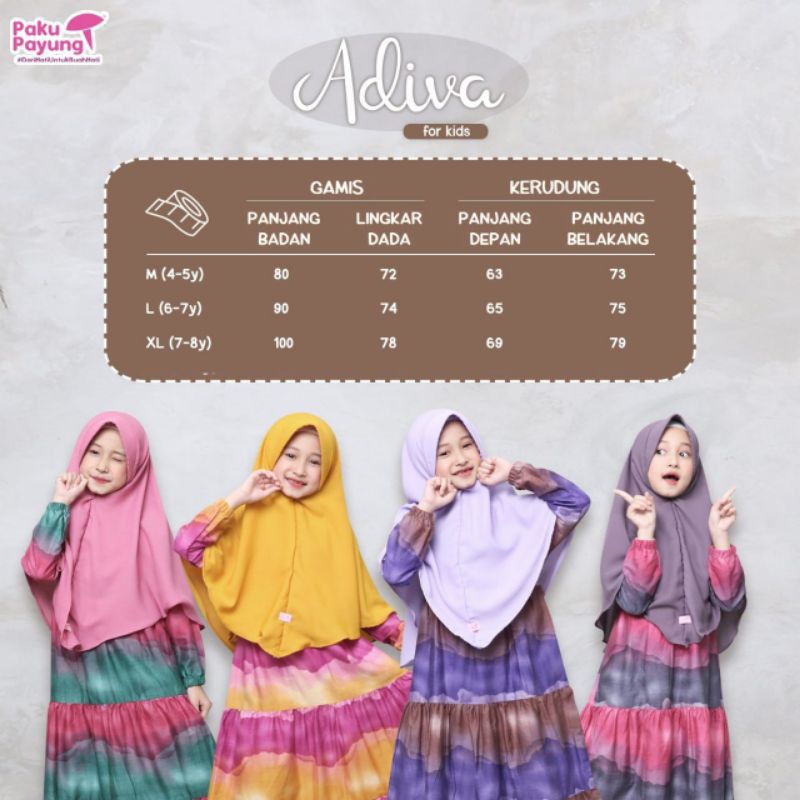 GAMIS ANAK, ADIVA SERIES PPC (GAVP) SET GAMIS + JILBAB