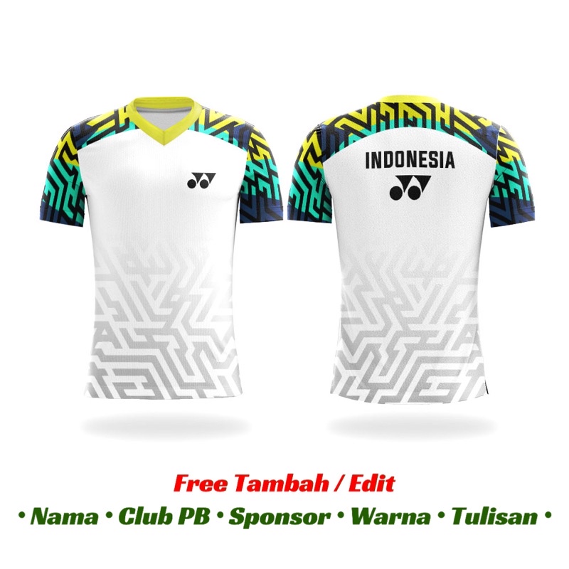 Baju Kaos Jersey Custom Satuan Bulutangkis Badminton Full Printing Dryfit Premium | YONEX BATIK INDO