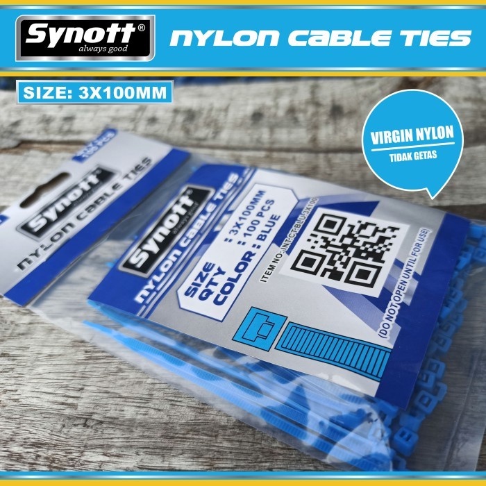 Kabel Tis 100 mm X 3 mm Synott Cable Ties Biru isi 100pcs