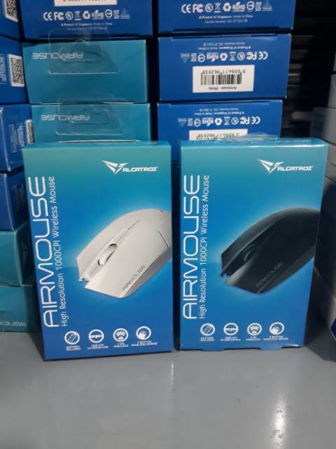 Mouse Wireless Alcatroz Airmouse murah terlaris/Mouse tanpa kabel Putih dan Hitam