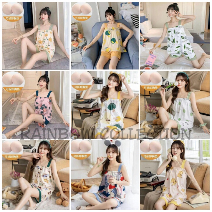 RAINBOW - BAJU TIDUR DEWASA HP IMPORT/SEXY//MOTIF RABBIT/GIRL/WHITE ROSE/FLOWER