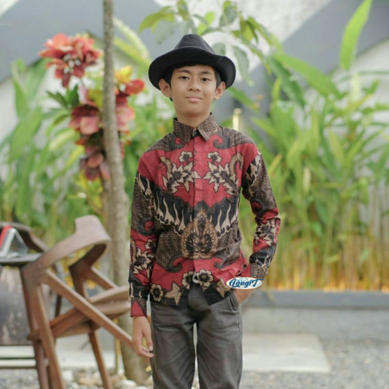 KEMEJA BATIK ANAK COWOK BAJU BATIK ANAK LENGAN PANJANG UMUR 2 - 3