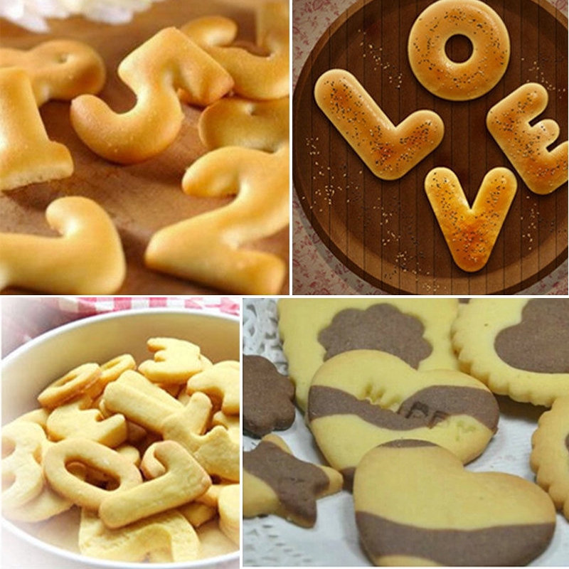 Mini Alphabet Number Letter DIY Cake Cookie Biscuit Stamp Mold /  Cutter Fondant Mould Cake Baking Decorating Molds Tools Kitchen Accessories