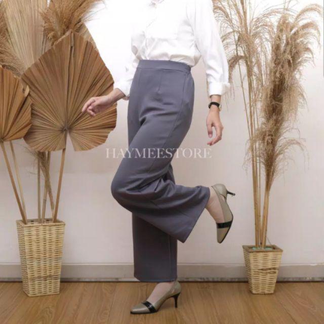 Kulot Panjang Polos Bahan Scuba Premium / Standar BB 45-65kg / Jumbo BB 65kg-95kg-Abu-Abu