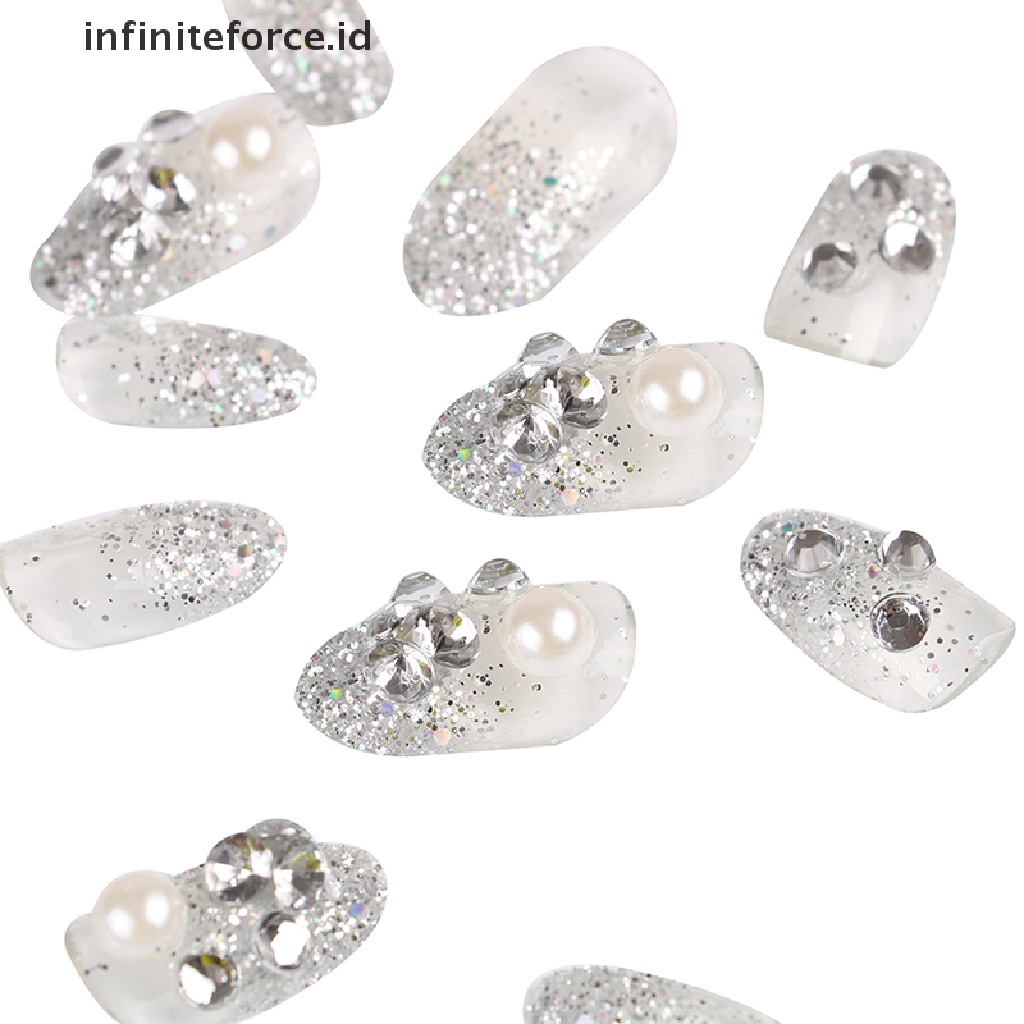 Infiniteforce.id 24pcs / Set Kuku Palsu Full Cover 3d Diy Untuk Pengantin Wanita