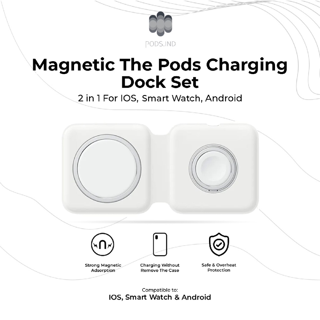 Magnetic Charger Wireless Charging Dock Set 2in1 for I.O.S  / Android / Watch by Hedset Indonesia Mu
