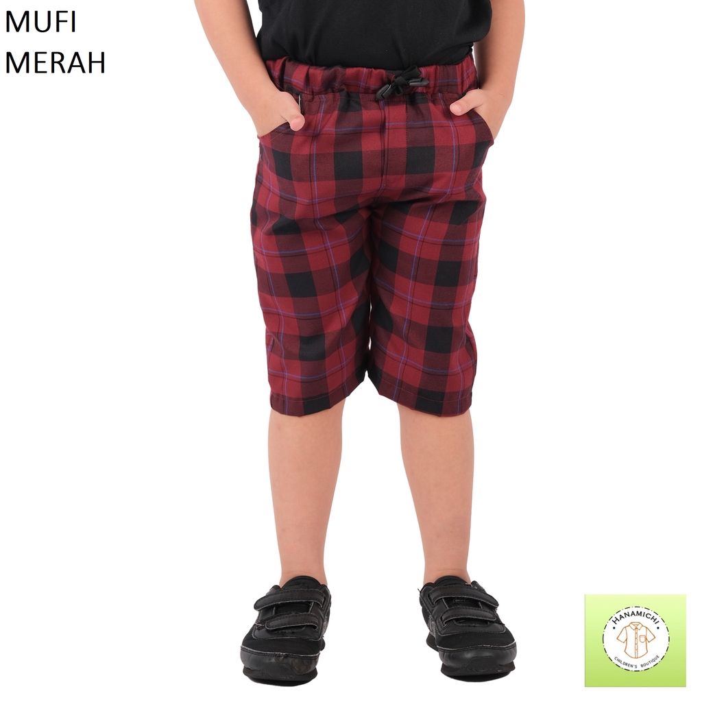 Hanamichi MUFI Celana Pendek Anak Casual Motif Kotak