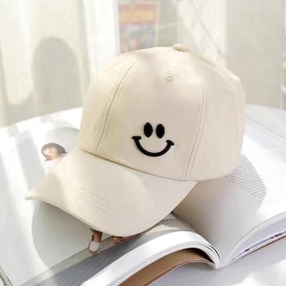 Topi Baseball Bordir Gaya Korea Pria Wanita Model Smile Senyum Distro
