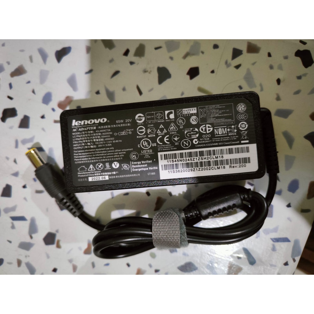 Adaptor Charger+ Kabel Power LENOVO 20V 3,25A (Dc: 7.9*6.6) DC Bulat Pin Jarum Original