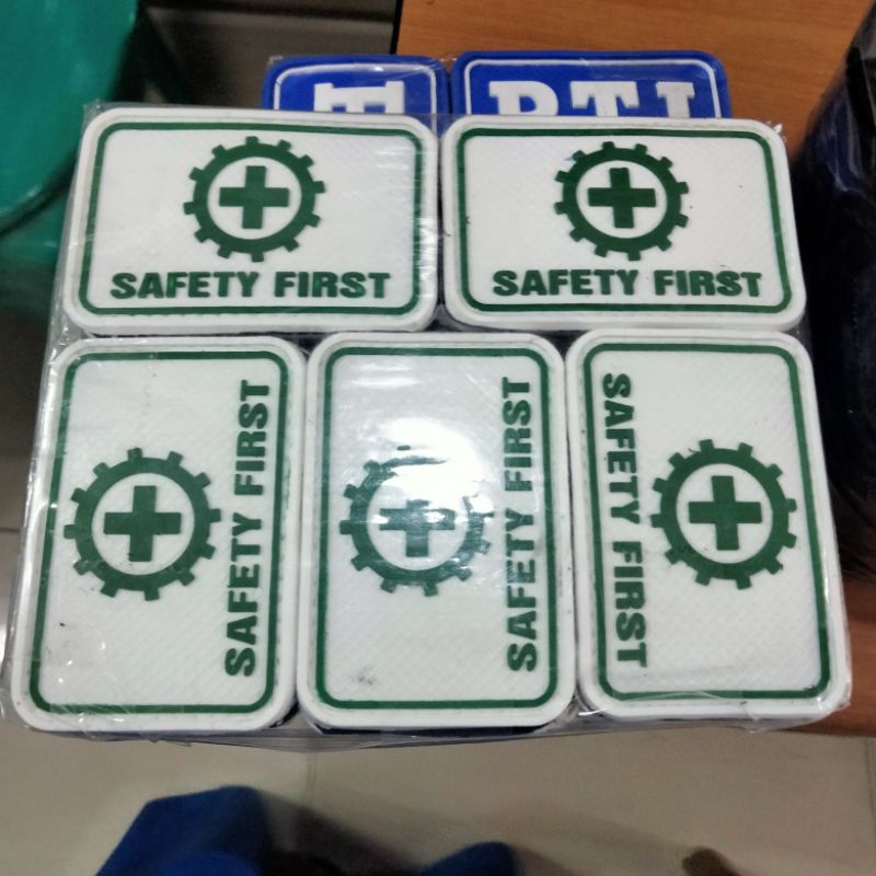 Patch Rubber Velcro logo SAFETY FIRST
