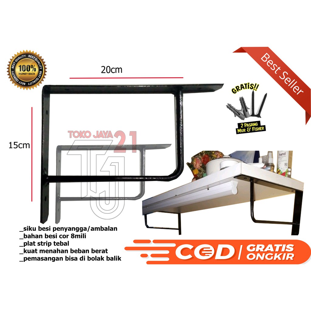 BESI SIKU PENYANGGA rak siku besi penyangga ambalan rak dinding.tempel