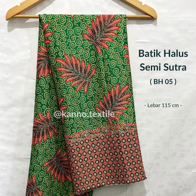 KAIN BATIK HALUS SEMI SUTRA BH05 MOTIF DAUN WARNA HIJAU