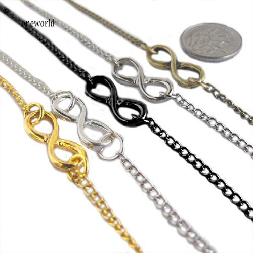 OW Gelang Rantai Liontin Simbol Infinity Bahan Metal Adjustable