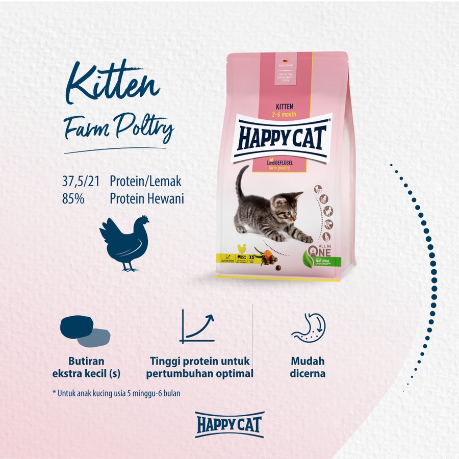 Happy Cat Young Kitten Farm Poultry 300gr - Makanan Anak Kucing