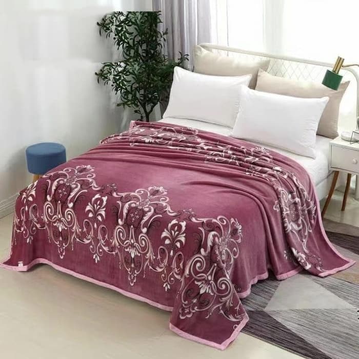 selimut bulu halus motif kembang bunga-bunga 200x230 list impor tebal