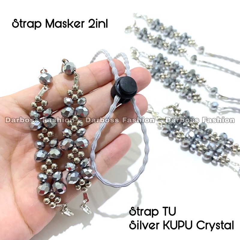 (BANYAK MODEL dan WARNA) Strap masker kristal mutiara / Strap masker 2in1 / konektor masker hijab / mask extender / pengait masker / tali masker / ceko bening kristal / kalung masker cantik