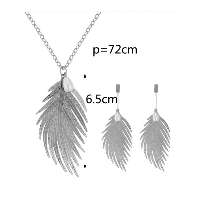 LRC Perhiasan set Fashion Feather Shape Deisgn Jewelry Sets