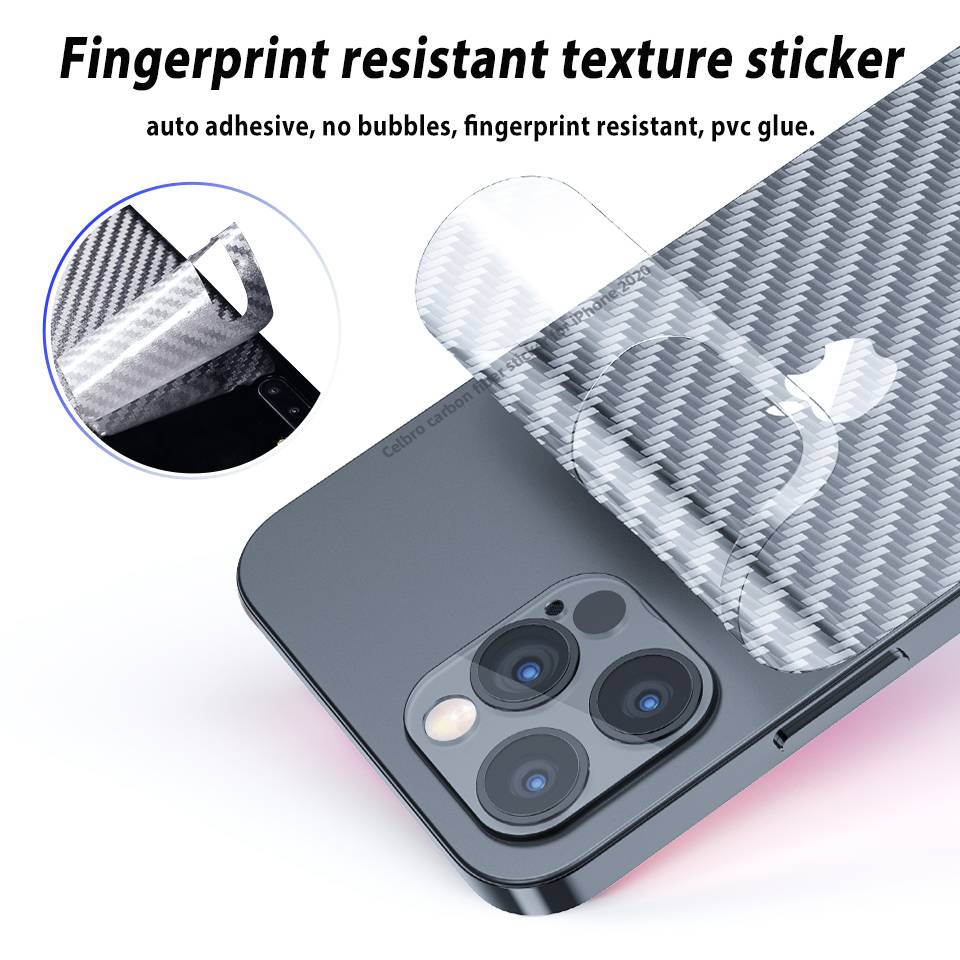 Stiker Pelindung Layar Anti Sidik Jari Bahan Carbon Fiber Untuk Iphone 11 12 Pro Max Mini 7 8 Plus X Xs Max Xr Se 2020
