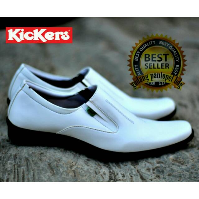 SEPATU KICKERS PANTOFEL STEVEN KULIT SWEDIA WARNA PUTIH PILIHAN KERJA