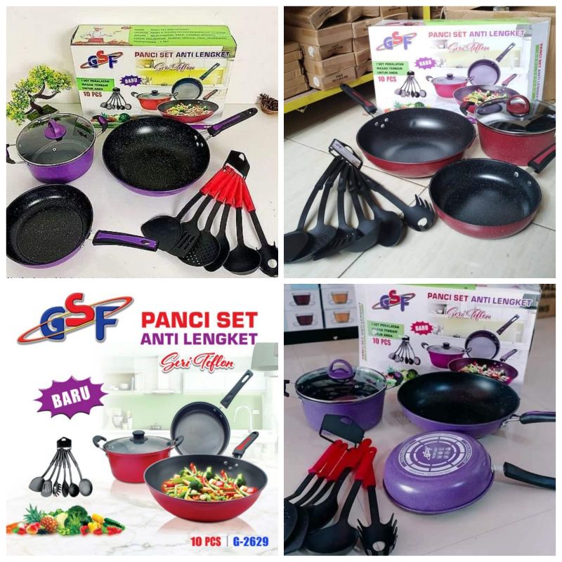 Panci GSF Warna / Panci set spatula / Panci Memasak Set / Panci Set Murah