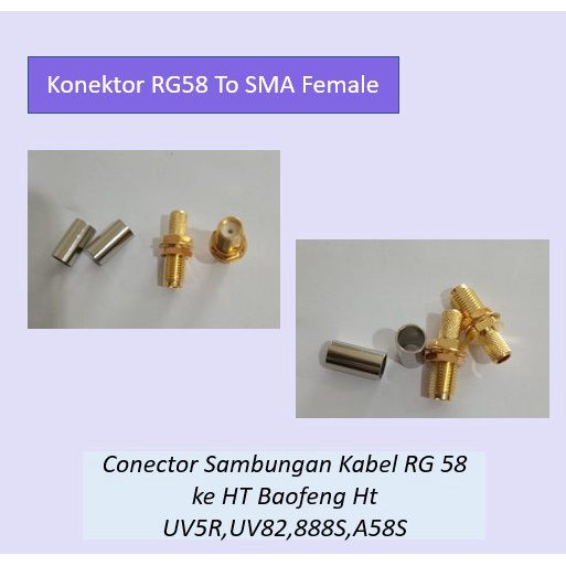 Konektor RG58 To SMA Female Conector Sambungan Kabel RG 58 ke HT Baofeng/ Ht UV5R,UV82,888S,A58S Kon