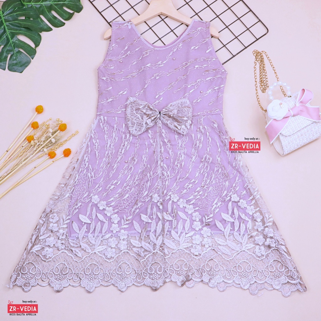 Dress Keira uk 3-4 Tahun / Gaun Pesta Kondangan Baju Balita Import Dres Brukat Kensi Anak Perempuan