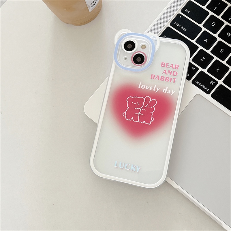 Soft Case Silikon TPU Transparan Motif Hati Pink Untuk IPhone 13 12 11 Pro Max X Xr Xs Max SE 2020 8 7 6 6s Plus