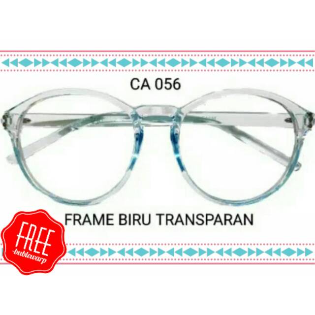 Kacamata Bulat Style Korea Wanita Fashion Modern Model Baru Lensa Bening Frame Hitam CA 056