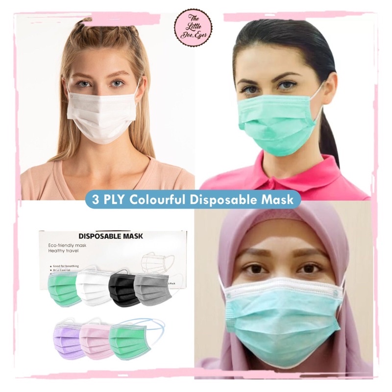 [READY] 3 PLY Colourful Disposable Mask/ 3 ply masker (isi 50pcs)