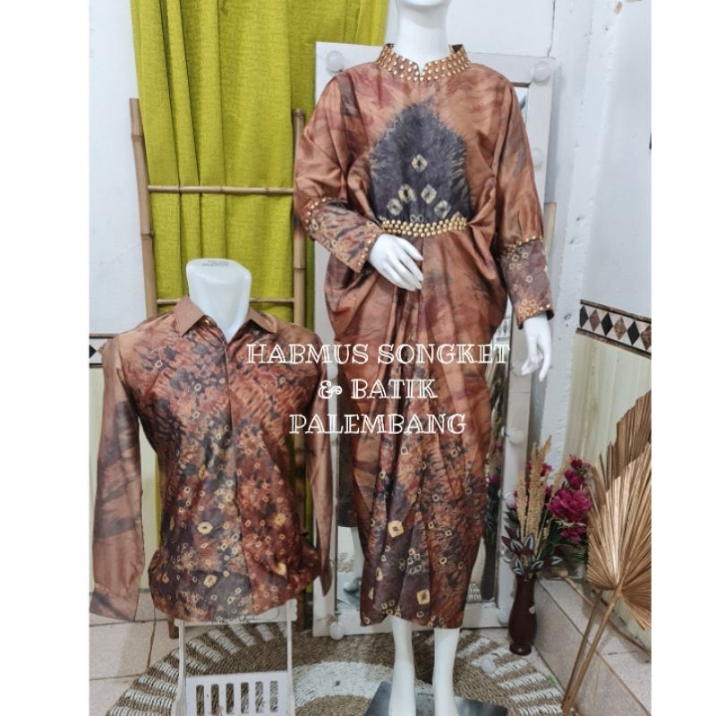 COUPLE GAMIS MOTIF KAFTAN JUMPUTAN PALEMBANG ASLI SUTRA VALVET SILK