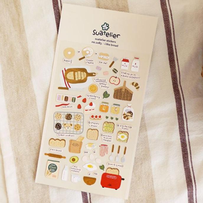 

(BISA COD) Suatelier No. 1083: I Like Bread Stickers Deco Korea Aesthetic Import BERMUTU Kode 993