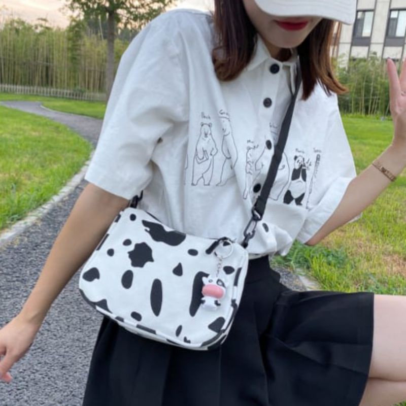 N_B_S / HOBOCOW  Tas Selempang  Kanvas Wanita  Selempang Slingbag Mini Tas Selempang &amp; Bahu Wanita