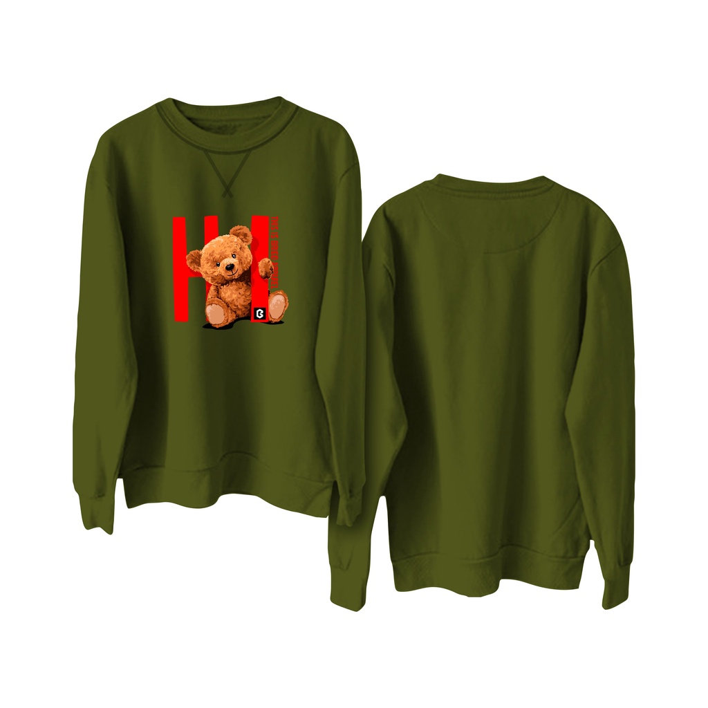 Sweater Crewneck BRIGO Sablon || BRIGO Basic Sweatshirt Beruang HI M-XXL (Pria &amp; Wanita) Free stiker&amp;Gantungan Kunci