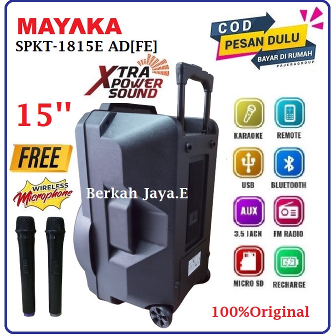 Speaker Portable Mayaka SPKT-1815E AD[FE] Speaker Bluetooth 15&quot;inch +2Mic wireles