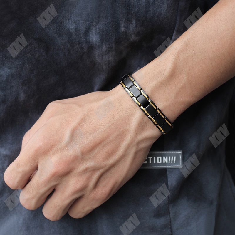 Gelang titanumj Anti Lelah Gelang Terapi Penurun Berat Badan Penyembuhan Hematite Gelang Tangan Magnetis Melar