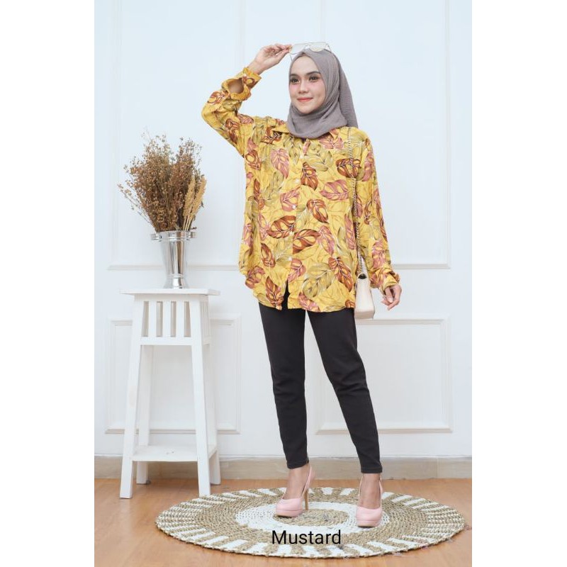 PROMO ATASAN/KEMEJA/BLOUSE MOTIF RAYON VISCOSE JUMBO LD 110 DAN 120