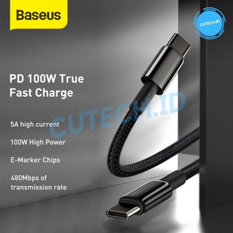 BASEUS KABEL DATA TYPE C TO TYPE C FAST CHARGE PD QUICK CHARGE 4.0 100W