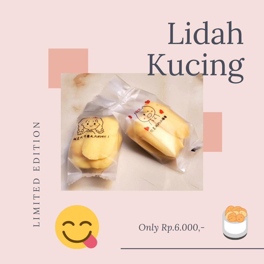 

kue lidah kucing - enak - lumer - nagih - murah - kemasan lucu - limited edition